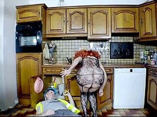 Busty Latina MILF gets a sloppy blowjob in the kitchen