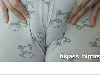 Curvy solo girl shows off her camel toe in pajamas