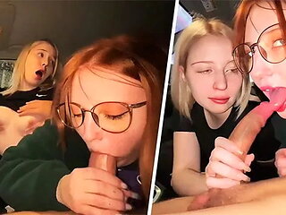Double Blowjob in the Car before Real Sex in a Public Cinema