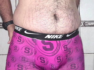 Good Cumm Eating Using Purple Boxer