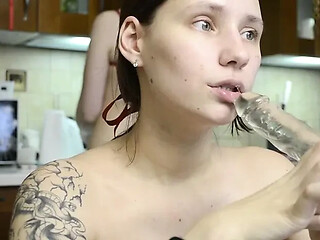 Cute GF sucks cock in front of friends