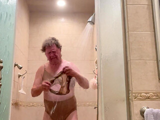 Shower with Wife's underwear and bra