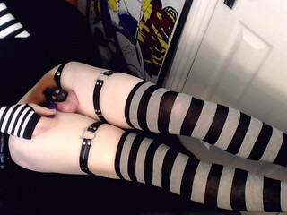 Femboy reveals whats under his tiny black skirt