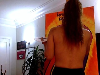 Very hot busty brunette solo masturbation on webcam