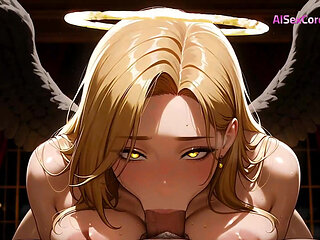 Divine beauty with tattered wings gets fucked hard and soaked in cum by mortal lover (AI Porn)