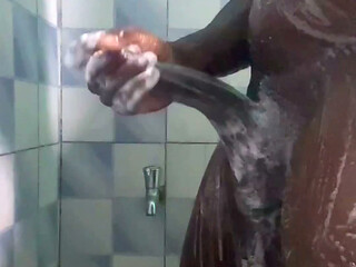 20y BBC Nasty Jerking off in His Shower Cleaning up His Cock