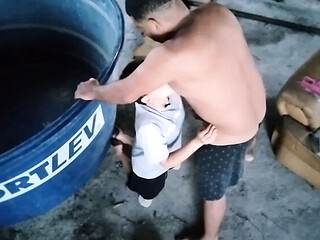 Tight white dyke ass pounded by Latina couple