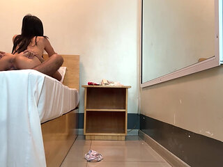 Horny night club girl riding dick at hotel