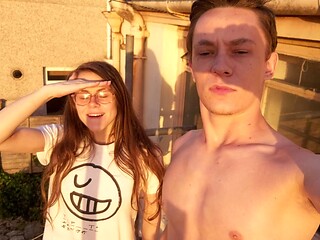 Amateur couple wakes up to sunrise in public