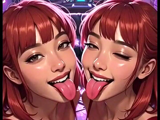 Cute Lesbians Tongue and Kiss Fetish, Ai Animation