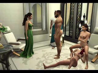 The Blissful Simmers_sims in Rome Bath House Sex Day