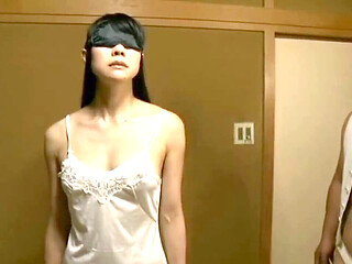 Individual, pretty japanese, blindfolded