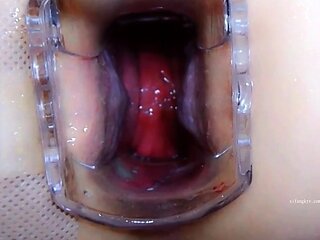Black slut close up toy double
