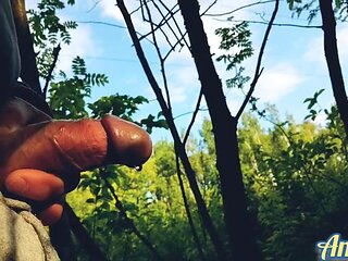 Need a place to cum! Part 8. Walk, piss, jerk off, orgasm and cum in the big forest