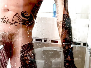 Shower Time in bedroom which window and jerking