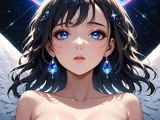 Voidgazer: a Beautiful Young Woman with Shimmering Cosmic Freckles