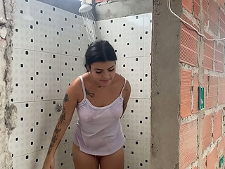 Are you crazy? What are you doing spying on me while I'_m showering, stepbrother? I'_m going to tell Daddy... Do you want to fuck me?