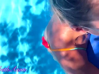 Real couple homemade - Wife sucks hubby's cock by the pool