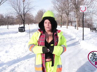 Busty Quebecer Eva shows off her big tits and takes it in the ass