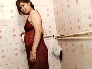 Indian Bhabhi Fucked Hard in Bathroom by Devar - Newly Married Desi Sex