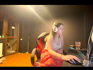 Cute Blonde Farting on Gaming Chair