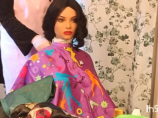 Emma the barberette colorful cape modeling season