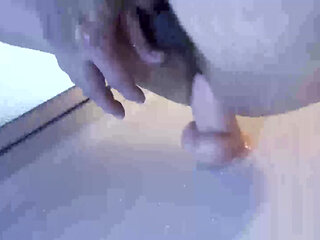 63-year-old Japanese man masturbating anally in the bathroom
