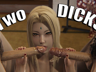 3D Hentai Two Dicks Tsunade Sucks