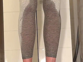 Wetting My Leggins and Red High Heels