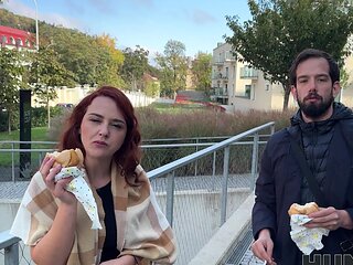 Redhead amateur Norah Juliette gets picked up and fucked in pov style