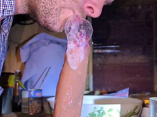 Sloppy saliva dildo deepthroat in slow motion (Part I)