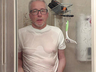 Wet T-shirt and Wet Underpants While Showering