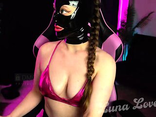 Beautiful Brunette Big Boobs Rides Fake Cock