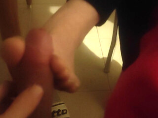 Soft feet teasing cock