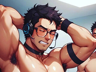 The Gamer's Live Stream Gets Out of Hand and Turns Into a Massive Online Gay Orgy. Anal Sex with a Gaping Ass