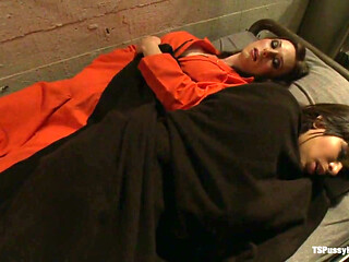 Weekend Prison Time in an All Girl Cell and Her Bunk Mate Has a Cock