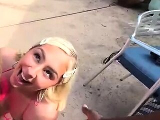 Blonde Blowjob Outdoor