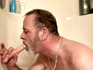 Dads dildo play I the shower