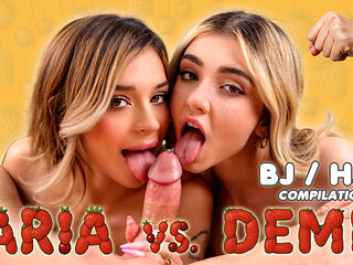 Aria Vs Demi - Taboo Blowjob / Handjob Compilation