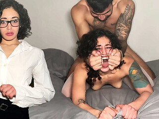 BDSM Submissive Secretary Gets Hardcore Sex, Face Fucking, Whipping, Domination and Foot Fetish!
