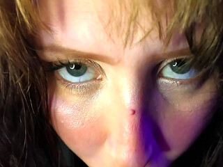 POV: My Gorgeous Amateur Wife Giving Me a Sloppy Blowjob with Intense Eye Contact