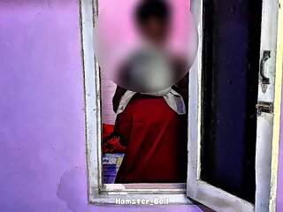 Almost Caught by Neighbor! MILF Hijab Blowjob in Window