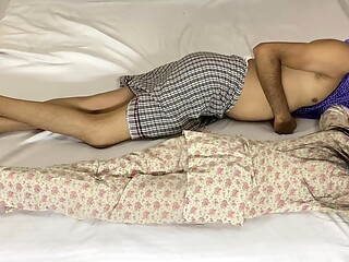 Mother-in-law and I slept on the bed together and fucked all night