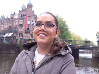 German Teen with Glasses Gets Rough Public Pickup and Hard Fuck - Tiny Natural Nerd