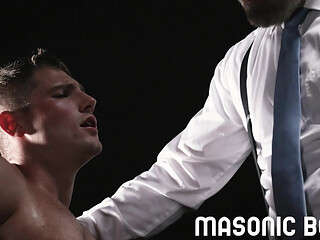 MasonicBoys - Clayton Foster sits on dildos by suited DILF Master