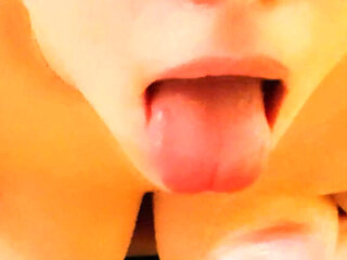 Amateur chubby German girl loves swallowing cum in POV close-up