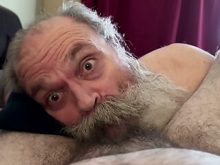Daddy Bear Sucking Cock Swallows Creamy Load