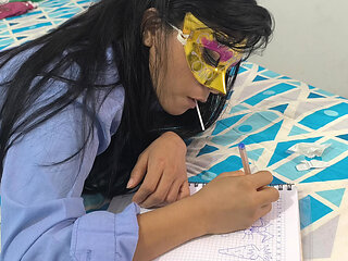 Student does homework at stepmother's house and then notices something delicate and mysterious