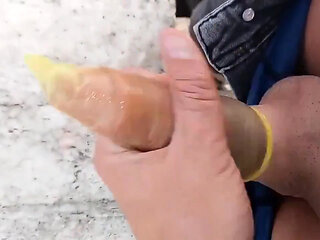 Used Condom Jerk off - Jerking so Fast That I Make Foam of Cum Inside
