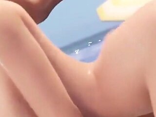 Robaatoo Tiaz-3dx Intense Public Beach Sex: Hot Curvy Woman Swallows Huge Cock, Hard Anal with Lover
